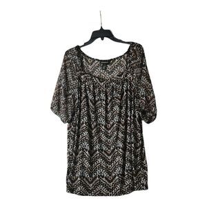 Lane Bryant Women's Top Size 26/28 (4X) Brown Black White Short Sleeves‎ Cool